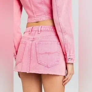 SEROYA Zuri Mini Pink Denim Skirt NEW Sz 26